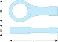 51b24 Facom 51B Series Slogging Spanner, 24mm, Metric, 165 mm Overall