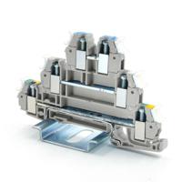 262-4220 RS PRO 3-Way DIN Rail Earth Terminal Block, 2.5mm², 26 → 14 AWG Wire, Cage Clamp, PA 66 Housing