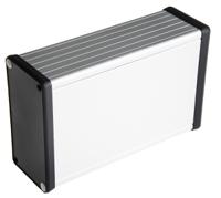 1455n1602 Hammond 1455 Series Silver Aluminium Enclosure, IP54, Black Lid, 160 x 103 x 53mm