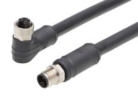 1205010241 Brad from Molex Cordset, 4 Contacts, Cable, M12 Connector, Plug, Socket, Female/Male, IP67, 120501 Series