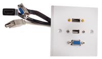 919-4056 RS PRO Single Gang 3 Way Female HDMI, SVGA, USB A Faceplate