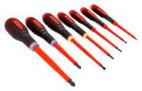 be-9888s Bahco Pozidriv; Slotted Insulated Screwdriver Set, 7-Piece