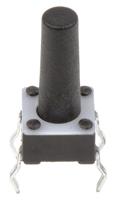 2-1825910-7 TE Connectivity Black Button Tactile Switch, SPST 50 mA @ 24 V dc 9.4mm Through Hole