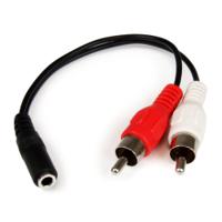 mufmrca StarTech.com Female 3.5mm Stereo Jack to Male RCA x 2 Aux Cable, Black, 150mm MUFMRCA