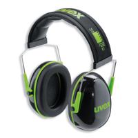 2600001 uvex K Ear Defender with Headband, 28dB, Black, Green