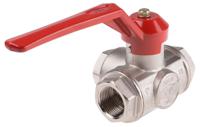 486-176 RS PRO Brass Reduced Bore, 3 Way, Ball Valve, Threaded, BSPP 1in, 25bar Operating Pressure