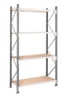 zrrayosld252580d1 Manorga RAL 7035 Light Grey 4 Shelf Chipboard, Galvanised Steel Modular Shelving Starter Bay, 2500mm x 2500mm, 800mm,
