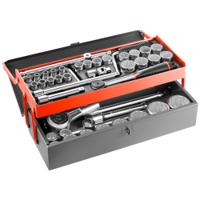 sk452n Facom 40-Piece Metric 1/2", 3/4" Standard Socket Set with Ratchet, 12 point