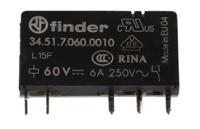 345170600010 Finder PCB Mount Relay, 60V dc Coil, 6A Switching Current, SPDT