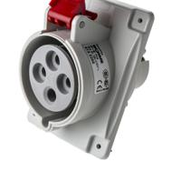 4133266 Scame IP44 Red Panel Mount 3P + E Heavy Duty Power Connector Socket, Rated At 32A, 415 V