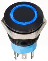av910220000870k APEM Illuminated Push Button Switch, Momentary, Panel Mount, 19.2mm Cutout, DPDT, Blue LED, 30V dc, IP67
