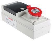 6323216-r Scame, DOMINO IP44 Red Wall Mount 3P + E RCD Industrial Power Connector Socket, Rated At 32A, 415 V