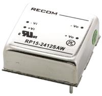 rp15-2412saw Recom RP15-AW DC-DC Converter, 12V dc/ 1.3A Output, 9 → 36 V dc Input, 15W, Through Hole, +85°C Max Temp -40°C