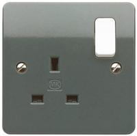 k2757-gra MK Electric Grey 1 Gang Plug Socket, 13A, Type G - British, Indoor Use