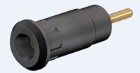 659193-21 Staubli Black Female Banana Socket, 2mm Connector, Press Fit Termination, 10A, 600V, Gold Plating