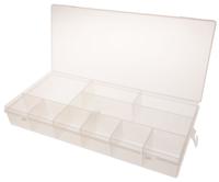 435-0208 RS PRO 10 Cell Transparent PP Compartment Box, 50mm x 338mm x 153mm