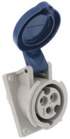 1463 MENNEKES IP44 Blue Panel Mount 3P Angled Industrial Power Socket, Rated At 16A, 230 V