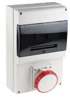 6716317-rw Scame, DOMINO IP66 Red Wall Mount 3P + N + E RCD Industrial Power Connector Socket, Rated At 63A, 415 V