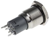 811-8405 RS PRO Illuminated Push Button Switch, Latching, Panel Mount, 16mm Cutout, SPDT, Green LED, 250V ac, IP65, IP67
