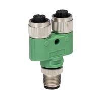 1683413 Phoenix Contact Y-Shaped 4 Pole M12 Plug to 4 Pole M12 Socket Adapter