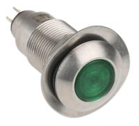 538-532-63 Marl Green Panel Mount Indicator, 12 → 28V, 12.7mm Mounting Hole Size, Solder Tab Termination, IP67