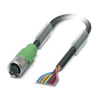 1554856 Phoenix Contact Female 12 way M12 to Unterminated 12 way Unterminated Sensor Actuator Cable, 1.5 m