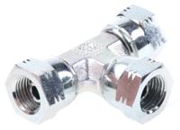 4j6mk4s Parker Hydraulic Tee Threaded Adapter 4J6MK4S, Connector A G 1/4 Female Connector B G 1/4 Female