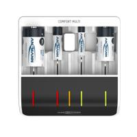 1001-0093 Ansmann Comfort Multi Battery Charger For NiMH 9V, AA, AAA, C, D 4 Cell 1.2V 15mA