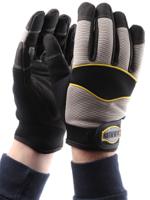 mt510 Polyco Healthline Multi-Task 5 Black Leather, Nylon, Spandex Work Gloves, Size 10, Uncoated Coating