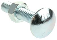 512-1051 Bright Zinc Plated Steel Coach Bolt, M8 x 40mm