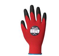 tg1140-08 Traffi TM178 Red Nylon Elastane, Nylon Cut Resistant Gloves, Size 8, Nitrile Micro-Foam Coating
