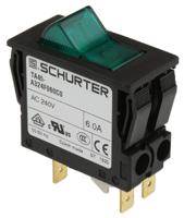 44300990 Schurter Thermal Circuit Breaker - TA45 2 Pole 60 V dc, 240V ac Voltage Rating Panel Mount, 6A Current Rating