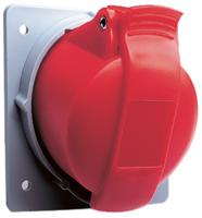2cma170044r1000-432ram6 Amphenol Industrial, Easy & Safe IP44 Red Panel Mount 3P + N + E Right Angle Industrial Power Socket, Rated At 32A, 415