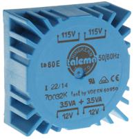 70032k Nuvotem Talema 115 V ac, 230 V ac, 2 x 12V ac Toroidal Transformer, 7VA 2 Output