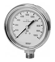 9832705 WIKA Analogue Pressure Gauge 2000psi Bottom Entry 100mm Outside Diameter, With RS Calibration