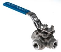 499-1871 RS PRO Stainless Steel L Port, 3 Way, Ball Valve, Threaded, BSPP 3/8in, 68bar Operating Pressure