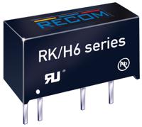 rk-2415sh6 Recom RK DC-DC Converter, 15V dc/ 66mA Output, 21.6 → 26.4 V dc Input, 1W, Through Hole, +90°C Max Temp -40°C