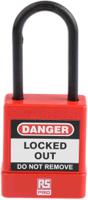 175-1184 RS PRO Red 1-Lock ABS, Nylon Safety Lockout Padlocks, 5mm Shackle, 44mm Attachment