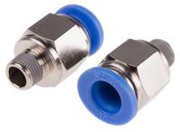 916-0722 RS PRO Straight Threaded Adaptor, R 1/8 Male to Push In 10 mm, Threaded-to-Tube Connection Style
