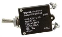 w31-x2m1g-15 TE Connectivity Thermal Circuit Breaker - W31  Single Pole 50 V dc, 240V ac Voltage Rating, 15A Current Rating