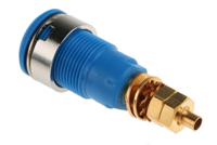233020-23 Staubli Blue Female Banana Socket, 4 mm Connector, Solder Termination, 32A, 1000V, Gold Plating