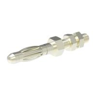 1052-12 Electro PJP Silver Male Banana Plug, 4 mm Connector, M3 Thread Termination, 30/60V ac/dc, Nickel Plating