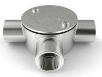 471-1293 RS PRO 3 Way Tee Box, Conduit Fitting, 25mm Nominal Size, 316 Stainless Steel, Silver IP67 rating