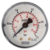7833658 WIKA R 1/8 Analogue Pressure Gauge 2.5bar Back Entry 50mm Outside Diameter