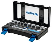 19dmu-20 Gedore 15-Piece Metric 1/2 in Standard Socket Set with Ratchet, 6 point