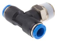 qst-38-8 Festo QS Series Tee Threaded Adaptor, Push In 8 mm to Push In 8 mm, Threaded-to-Tube Connection Style, 153111