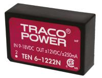 ten-6-1222n TRACOPOWER TEN 6N DC-DC Converter, ±12V dc/ ±250mA Output, 9 → 18 V dc Input, 6W, Through Hole, +85°C Max Temp