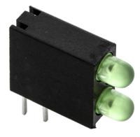 553-0122-200f Dialight 553-0122-200F, Green Right Angle PCB LED Indicator, 2 LEDs, Through Hole 2.8 V