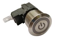 175-8801 RS PRO Illuminated Push Button Switch, Latching, Panel Mount, 22.2mm Cutout, SPST, White LED, 250 / 125V ac, IP67