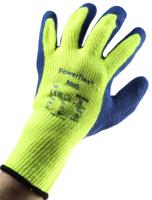 80400100 Ansell PowerFlex Yellow Acrylic Work Gloves, Size 10, Latex Coating
